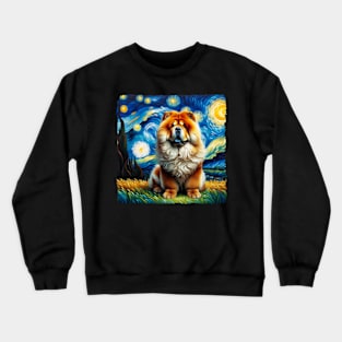 Starry Chow Chow Dog Portrait - Pet Portrait Crewneck Sweatshirt